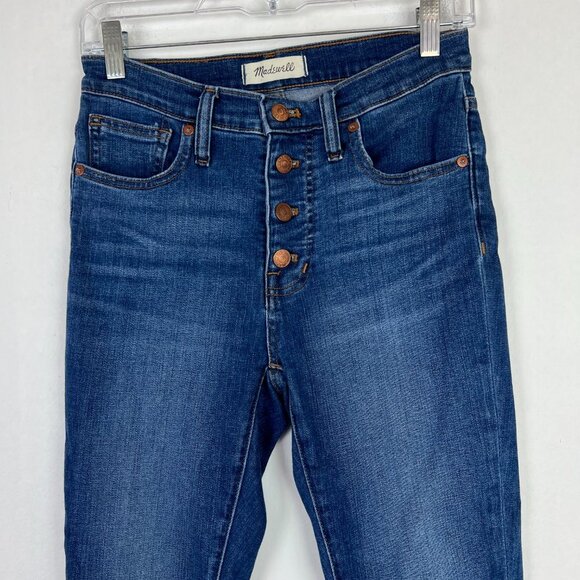 Madewell 9" Mid-Rise Skinny Jeans Button Fly Raw Hem Size 25 GUC I1684 - Picture 3 of 14